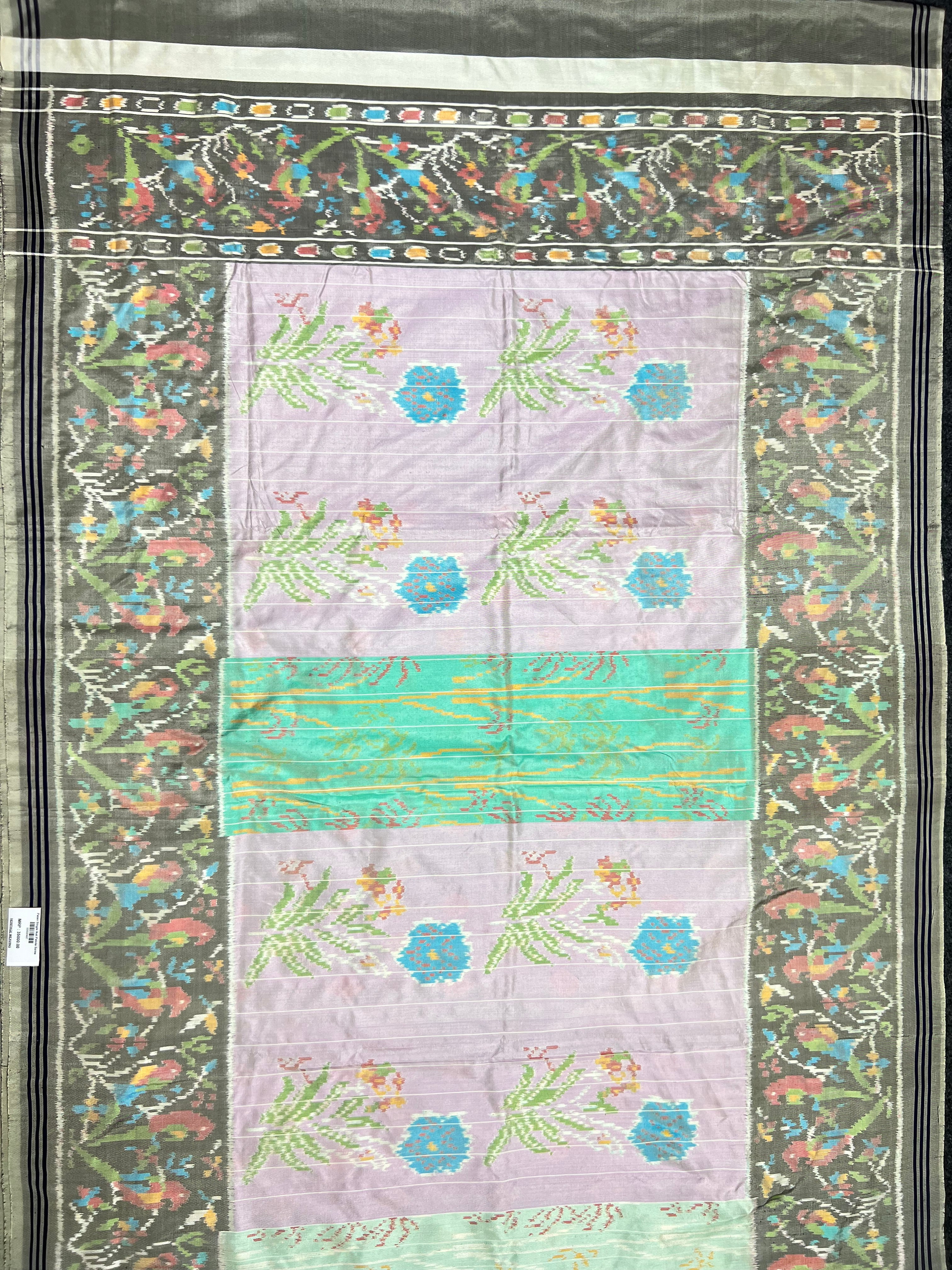 Pleats Style Designer Handwoven Patola Silk Saree Secondary image