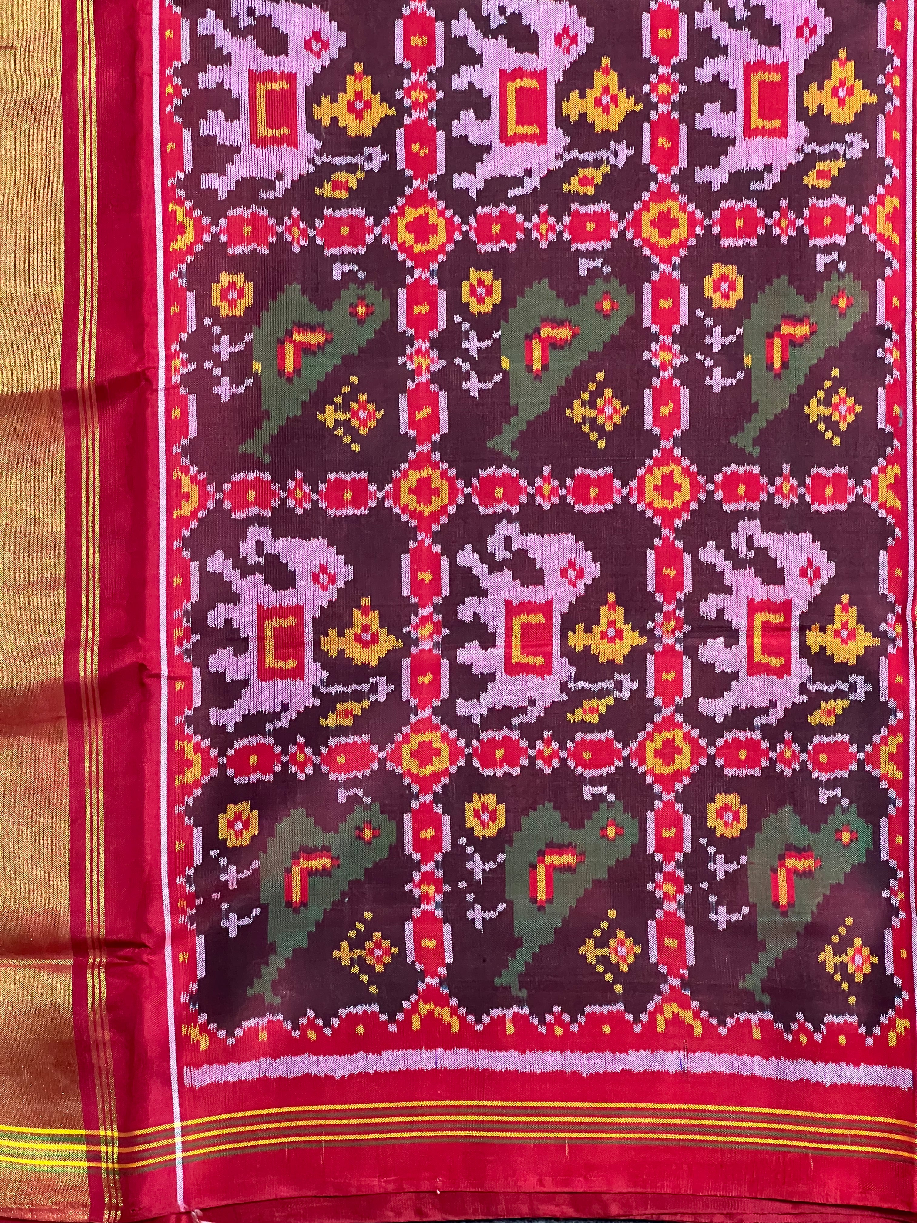 Multi Color Elephant Design Handwoven Patola Silk Saree