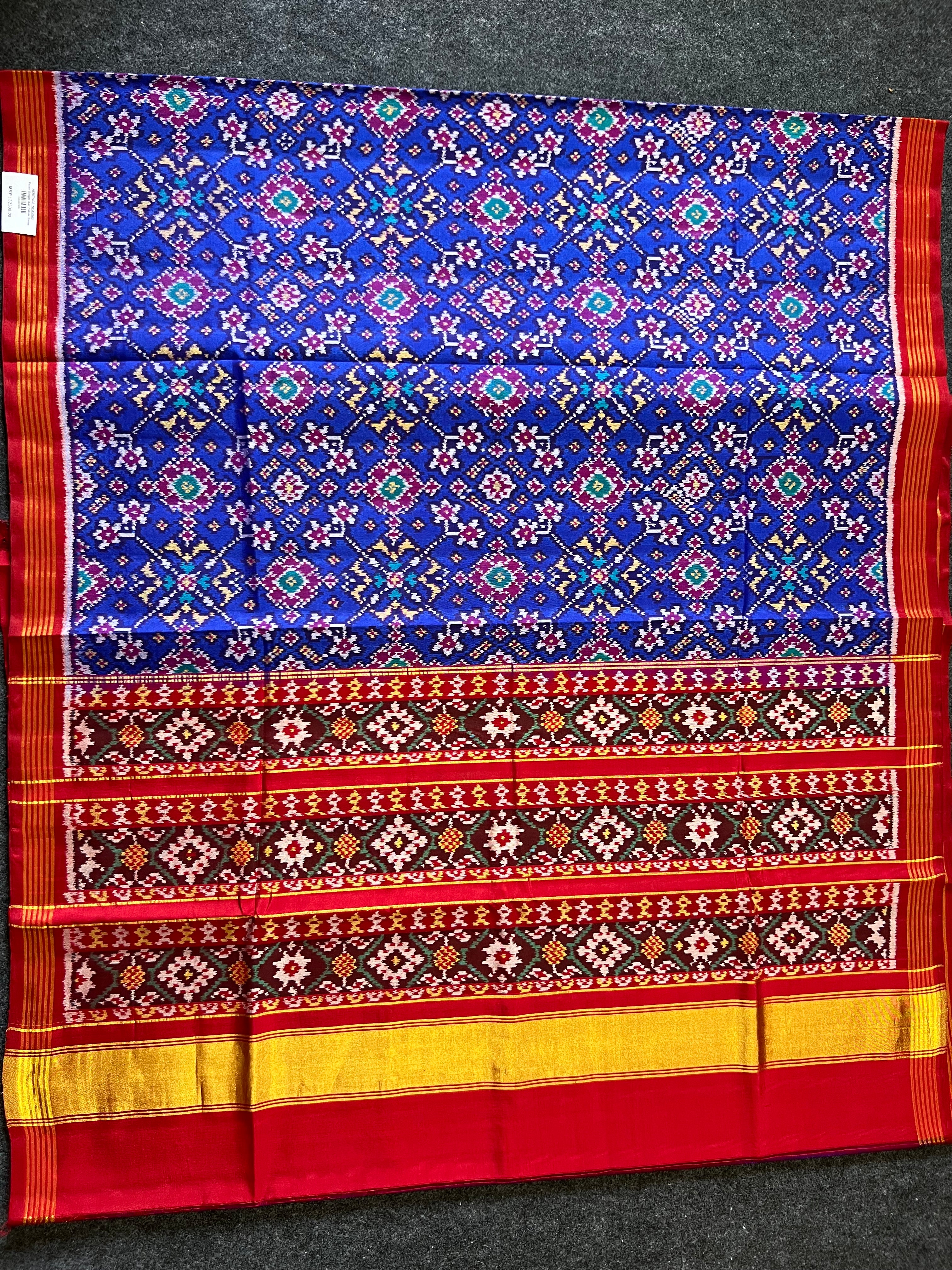 Blue Navratna Traditional Design Handwoven Patola Silk Saree Secondary image