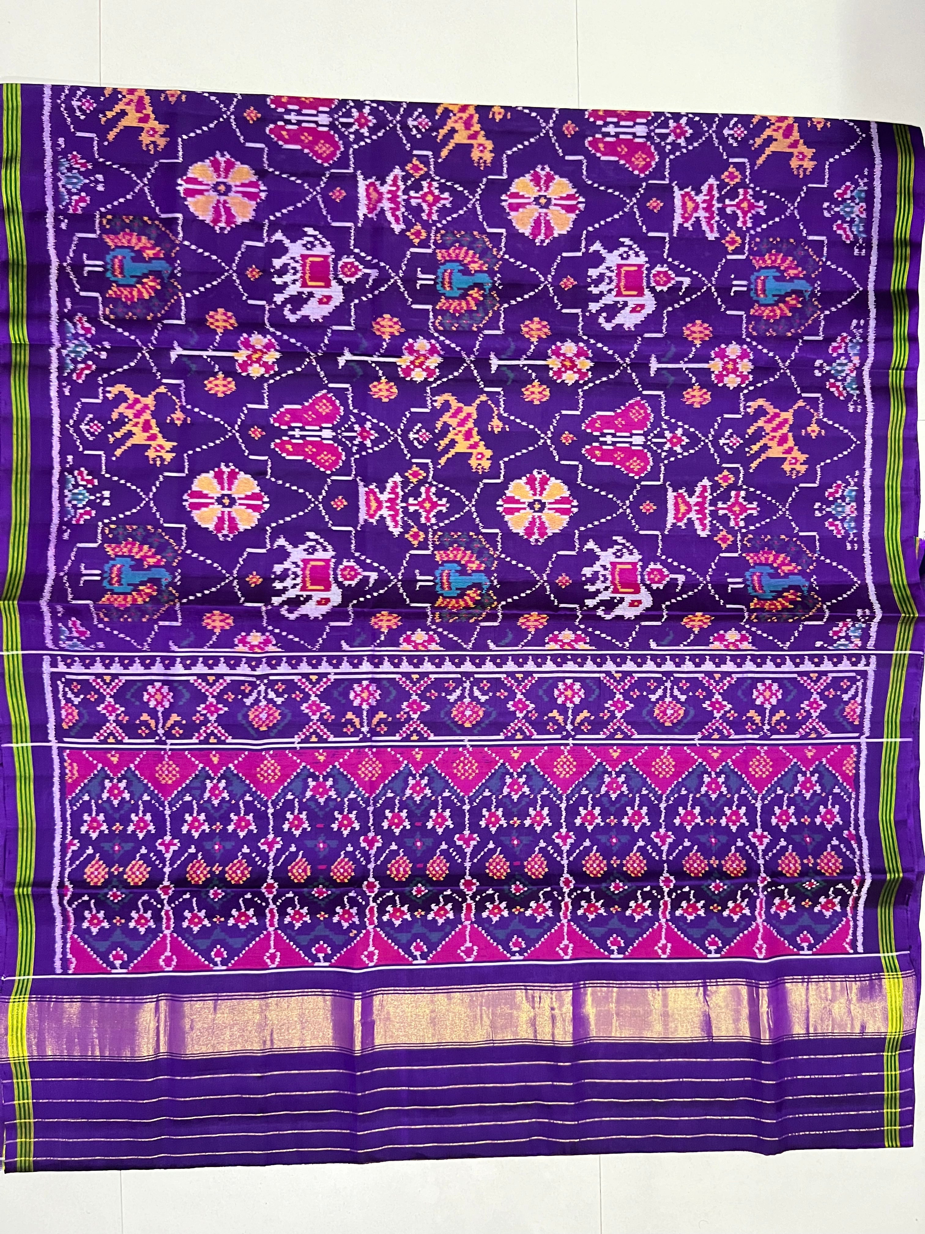 Six Motifs Design Handwoven Patola Silk Saree