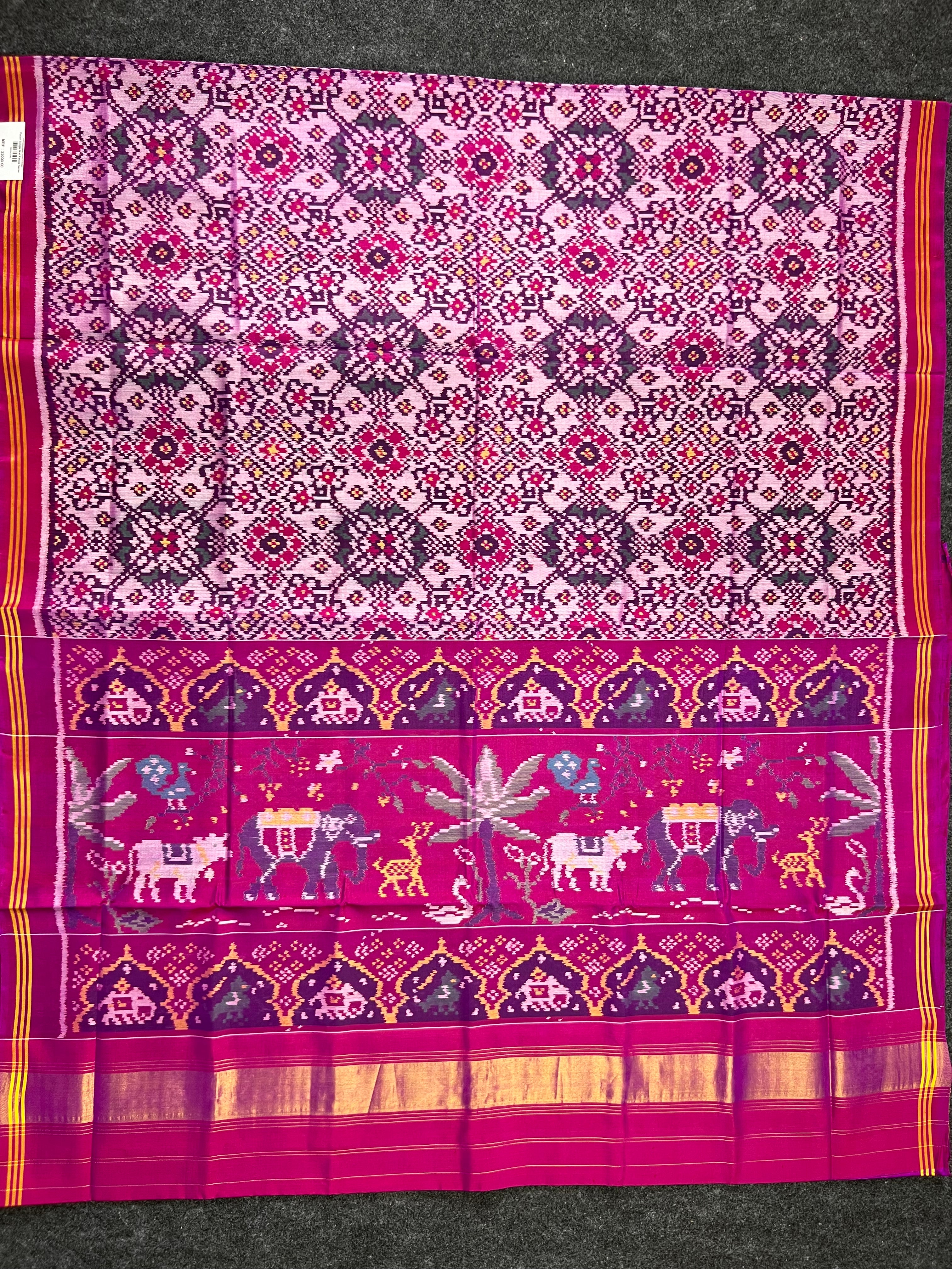 Navratna Traditional Design Handwoven Patola Silk Saree Secondary image