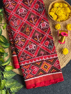 Typical Red Narikunj Design Handwoven Patola Silk Saree