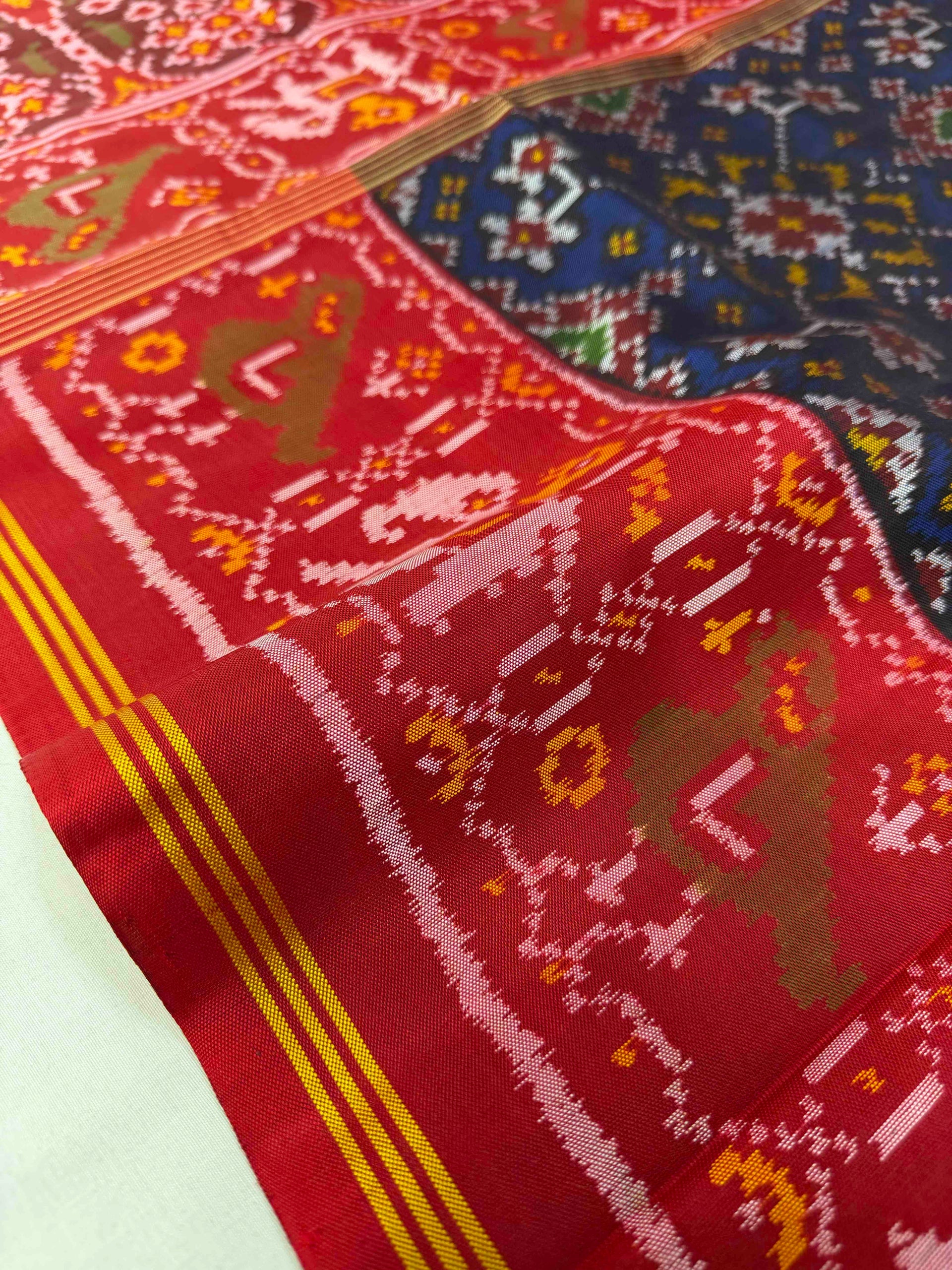 Blue Navratna Traditional Design Handwoven Patola Silk Saree