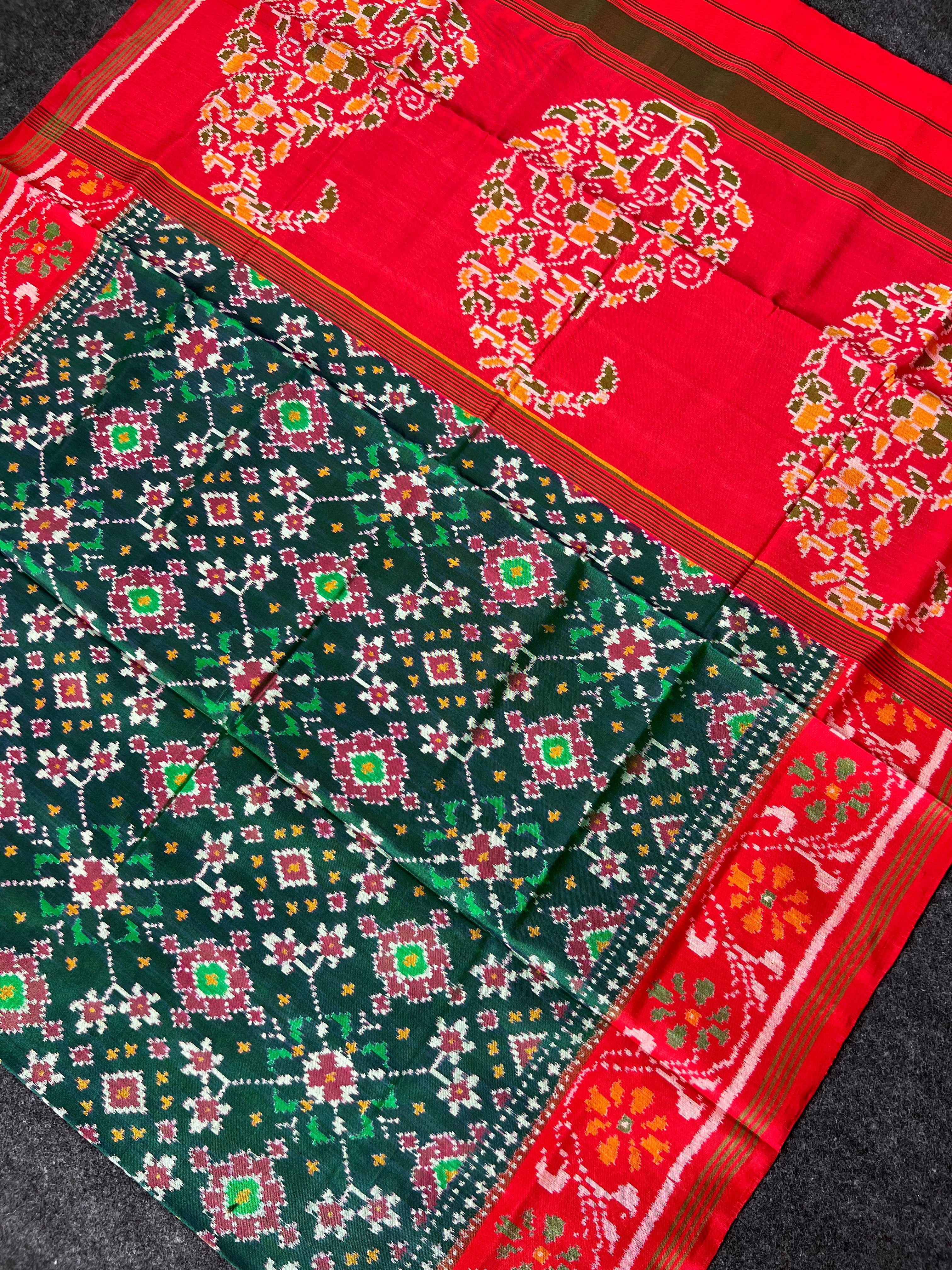 Navratna Traditional Design Handwoven Patola Silk Saree
