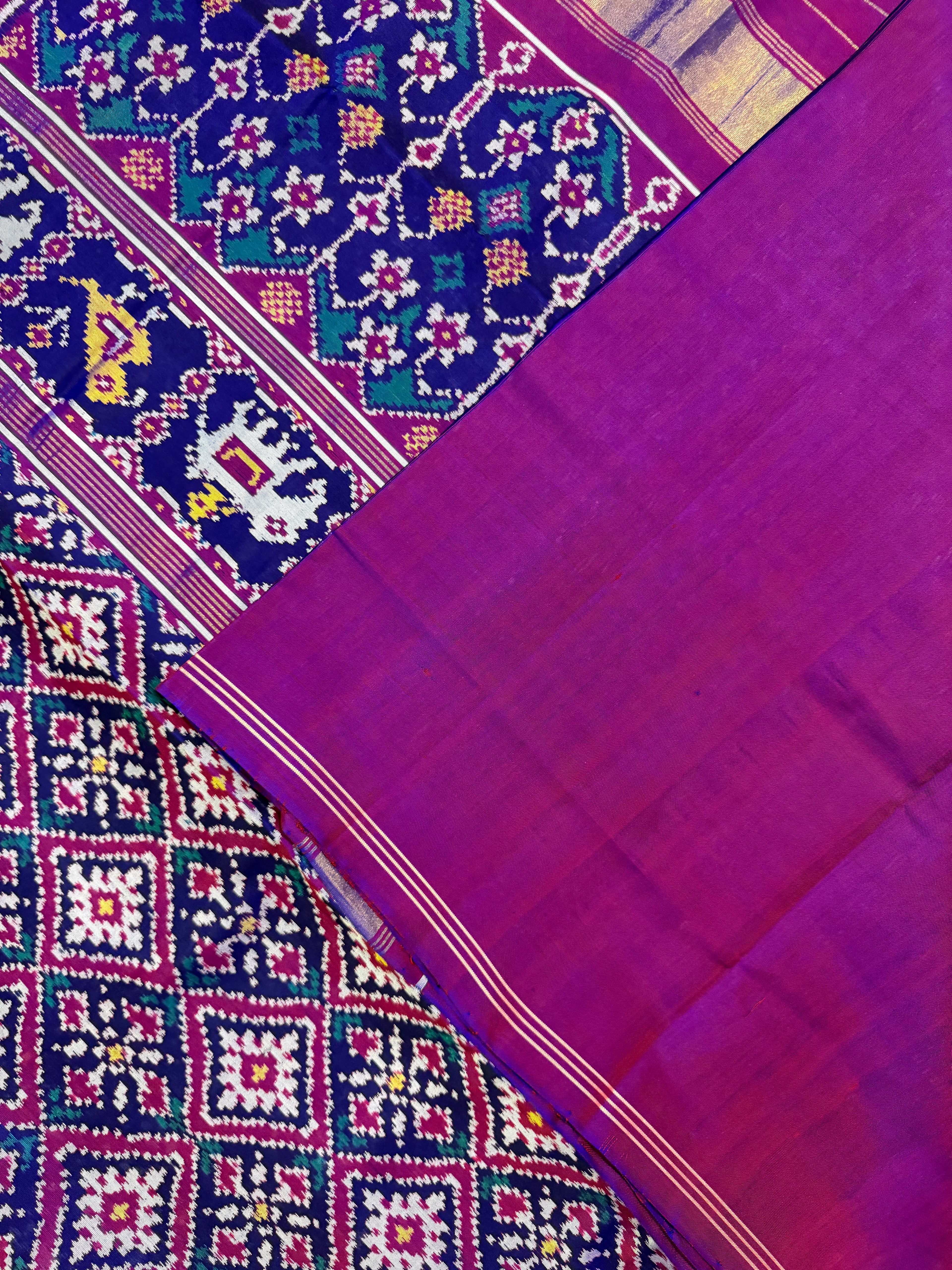 Blue Panchanda Traditional Design Handwoven Patola Silk Saree