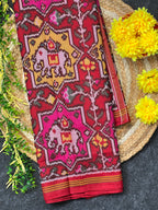 Multi Color Elephant Design Handwoven Patola Silk Saree