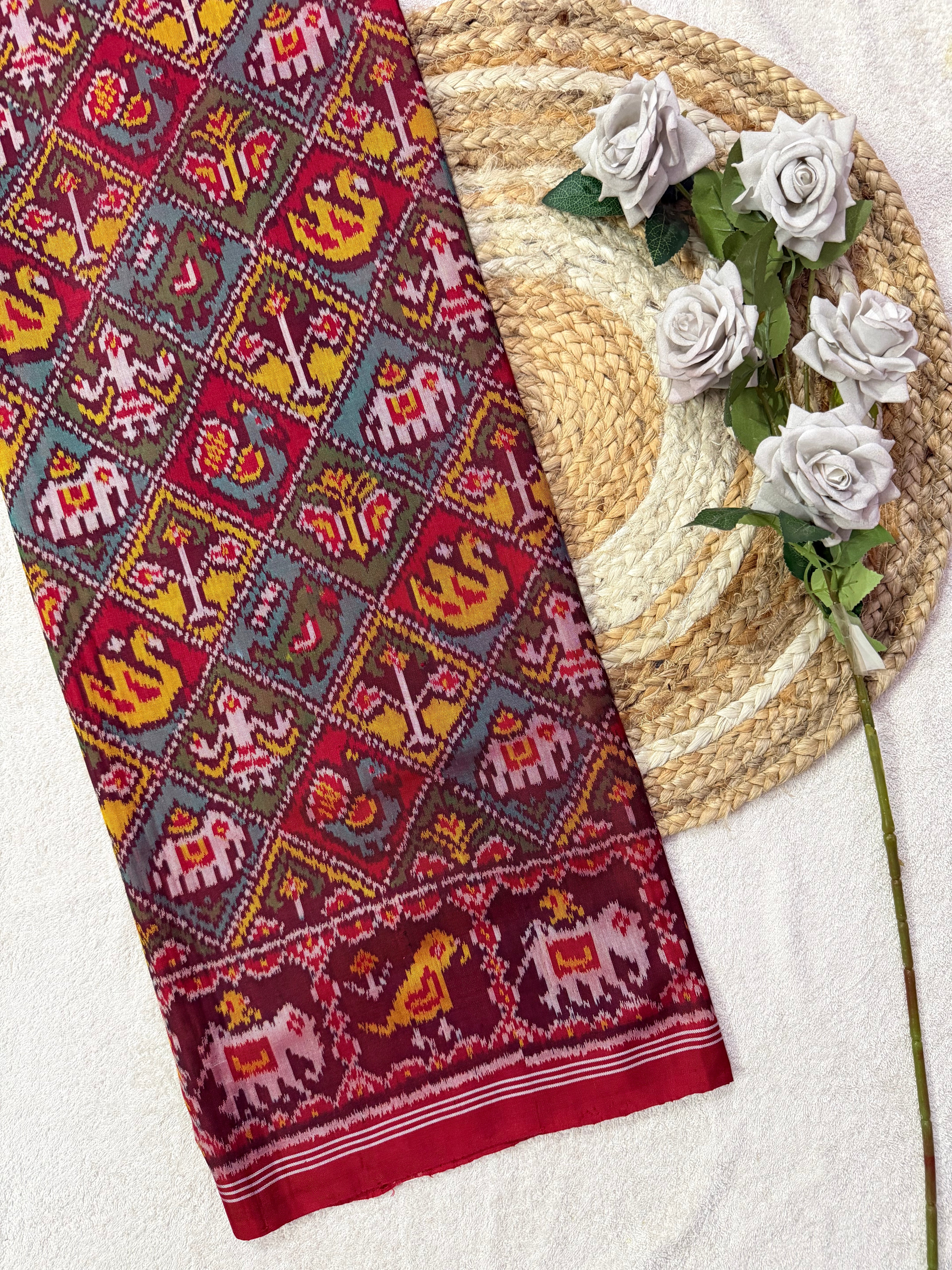 Multicolor Motif Design Handwoven Patola Silk Saree