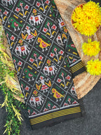 Narikunj Black Traditional Design Handwoven Patola Silk Saree