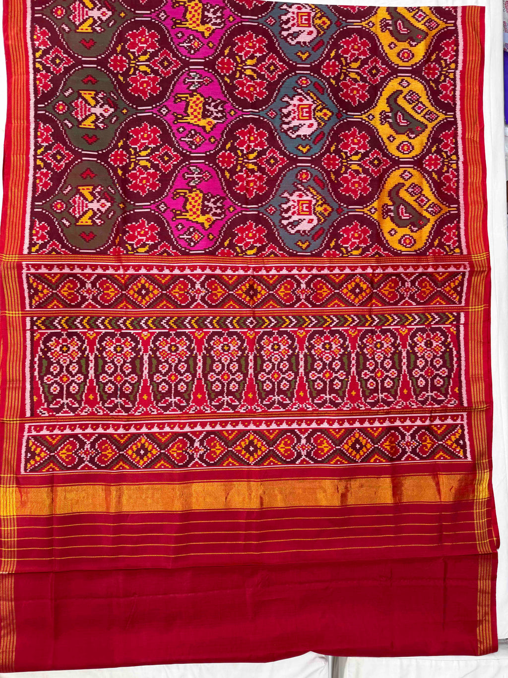 Multi Color Motifs Design Handwoven Patola Silk Saree