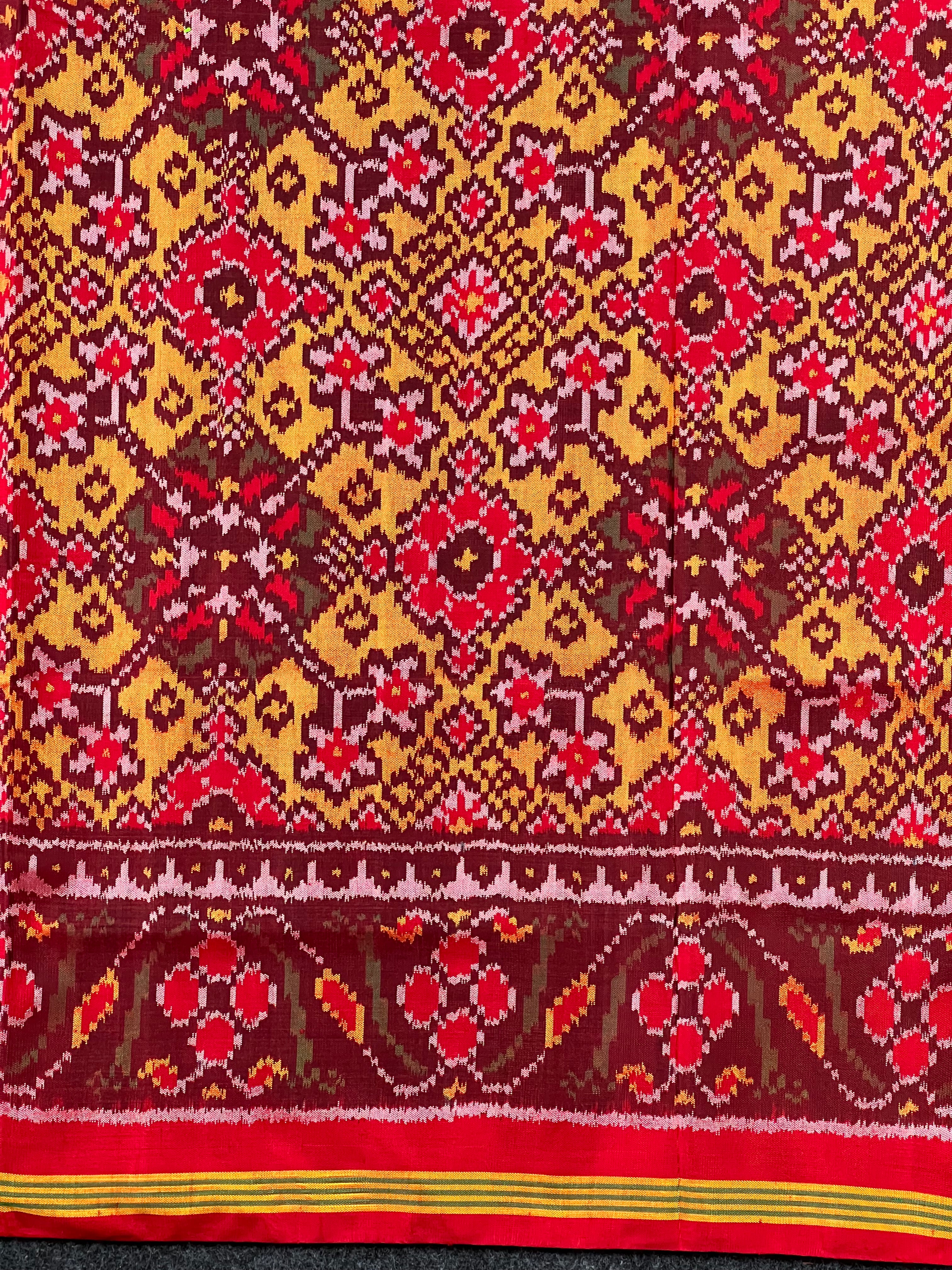 Navratna Traditional Design Handwoven Patola Silk Saree
