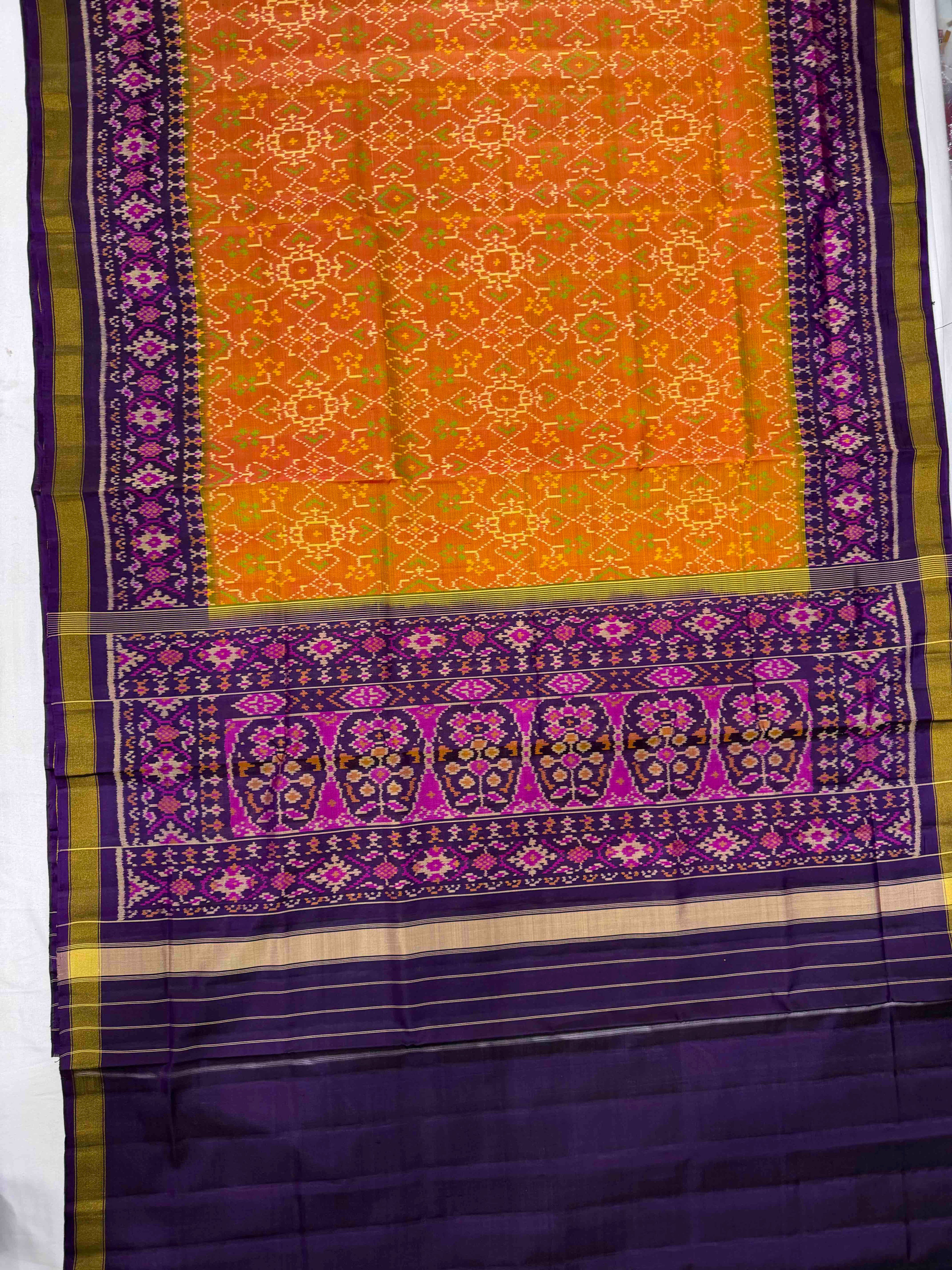 Navratna-Manekchowk Design Handwoven Patola Silk Saree