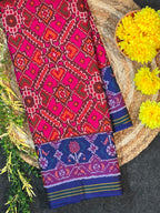 Handwoven Patola Silk Saree Manekchowk Pink And Blue