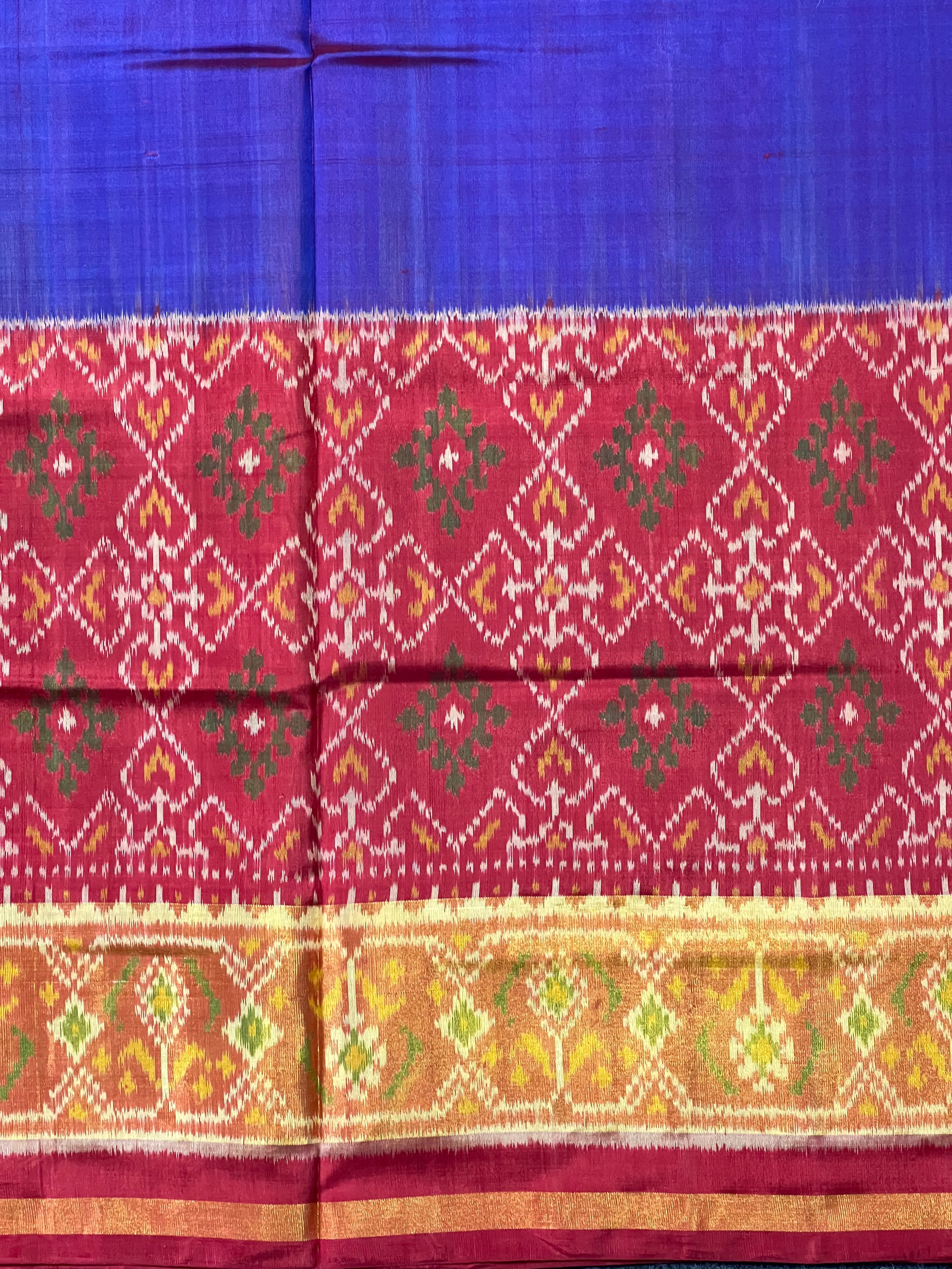 Skirt Border Purple With Red Handwoven Patola Silk Saree