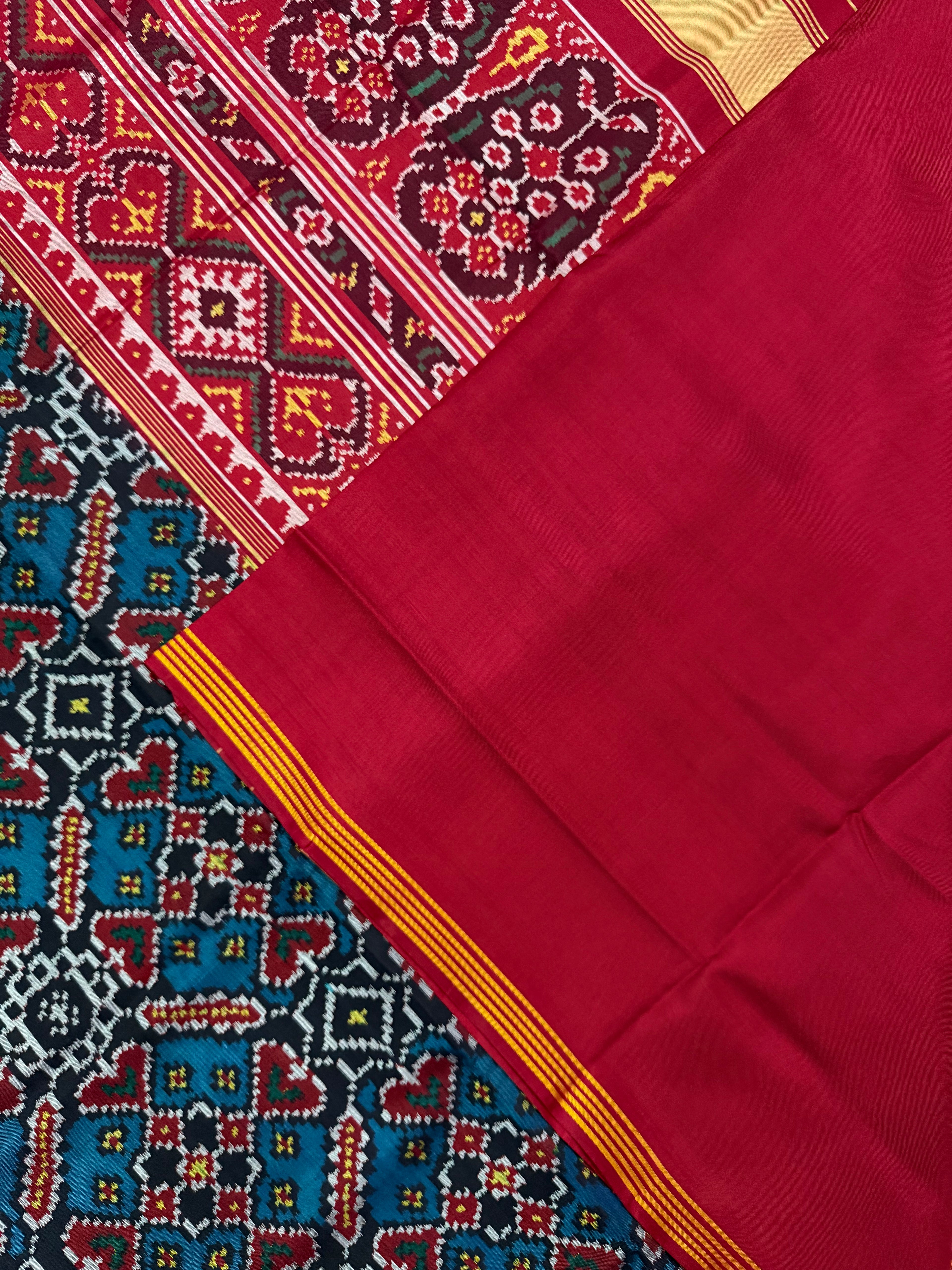 Blue Manekchok Traditional Design Handwoven Patola Silk Saree