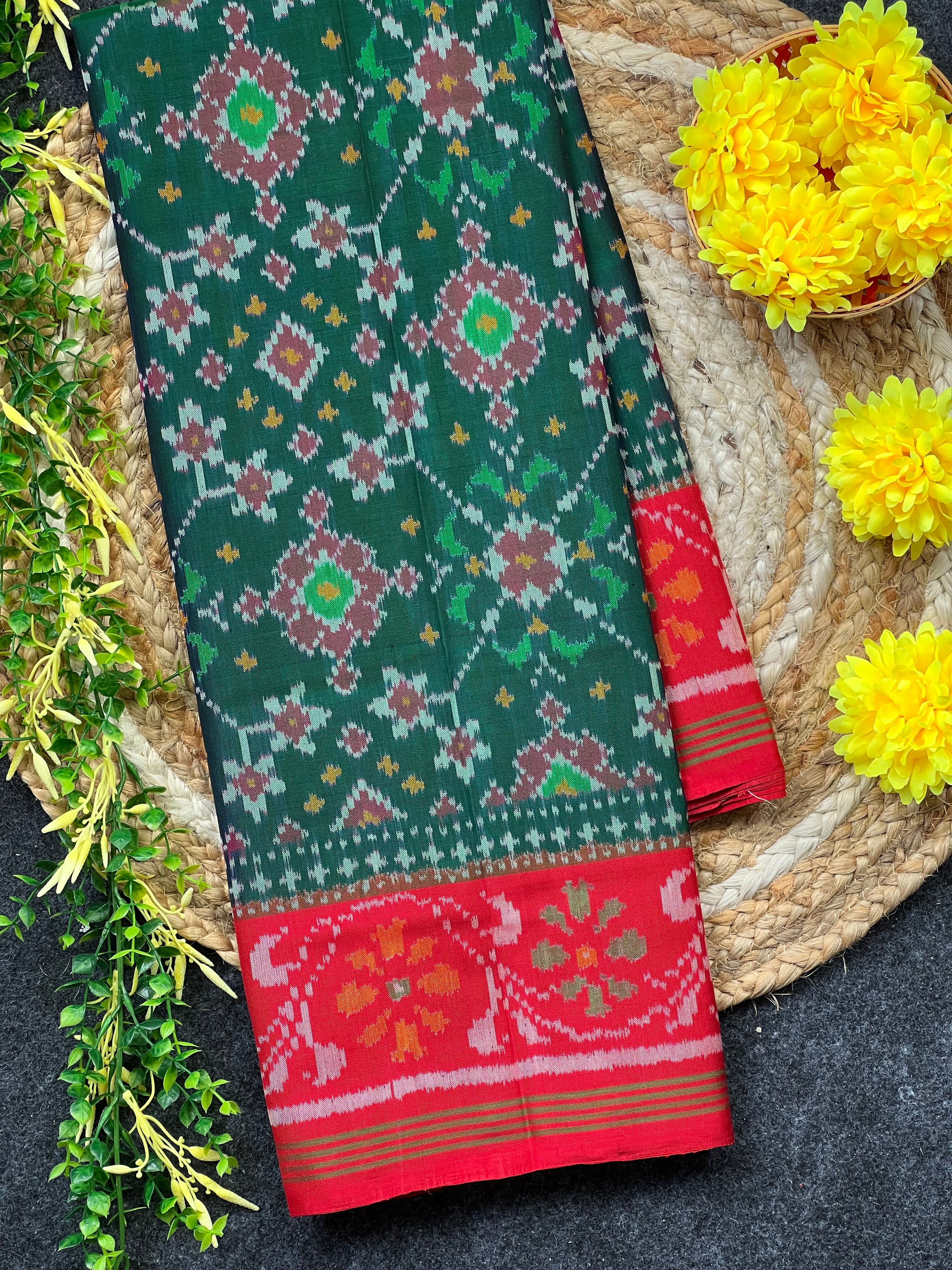 Navratna Traditional Design Handwoven Patola Silk Saree
