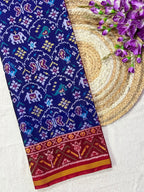 Blue And Red Exclusive Design Handwoven Patola Silk Saree