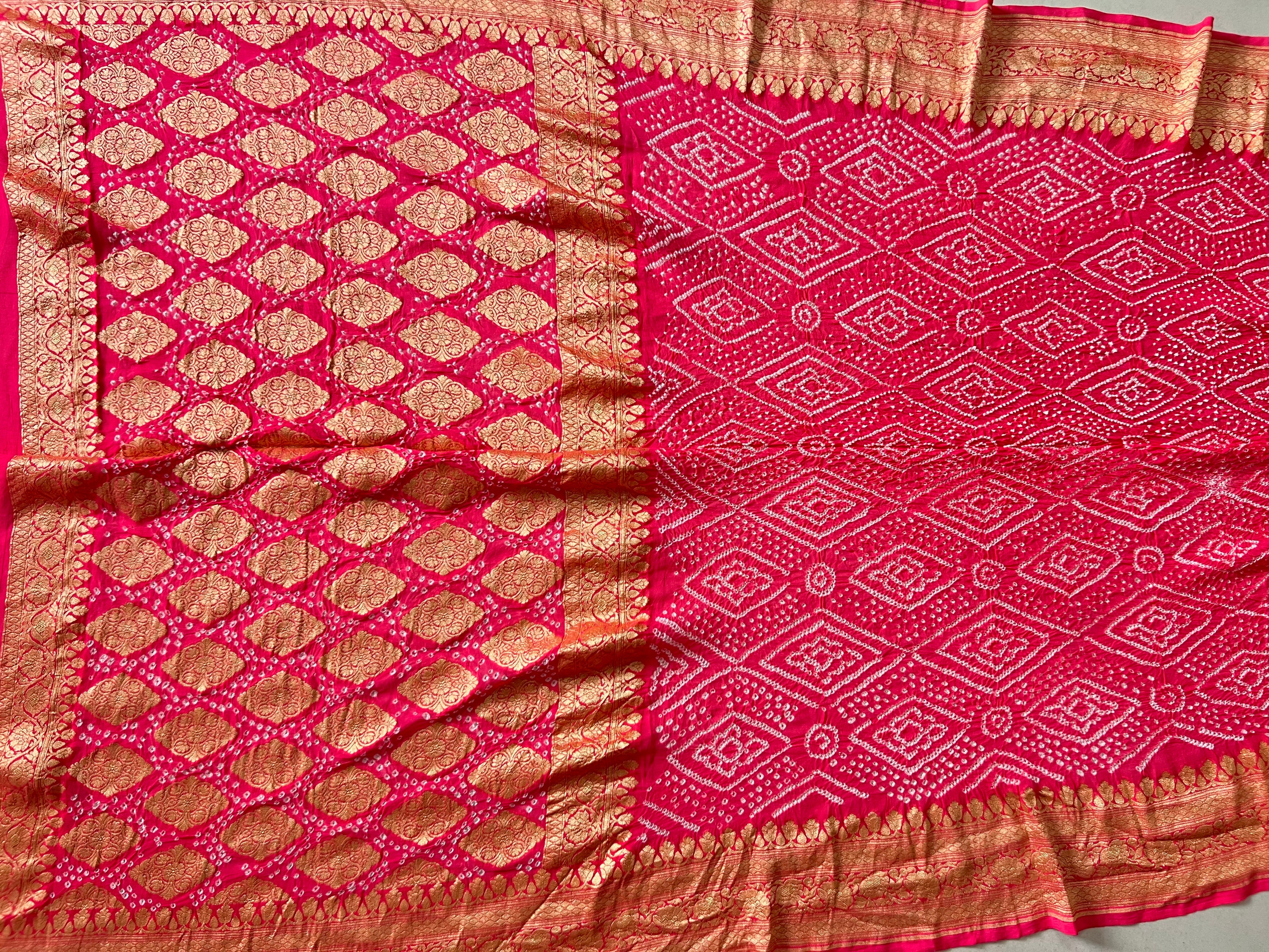 Georgette Heavy Rai Bandhej Saree