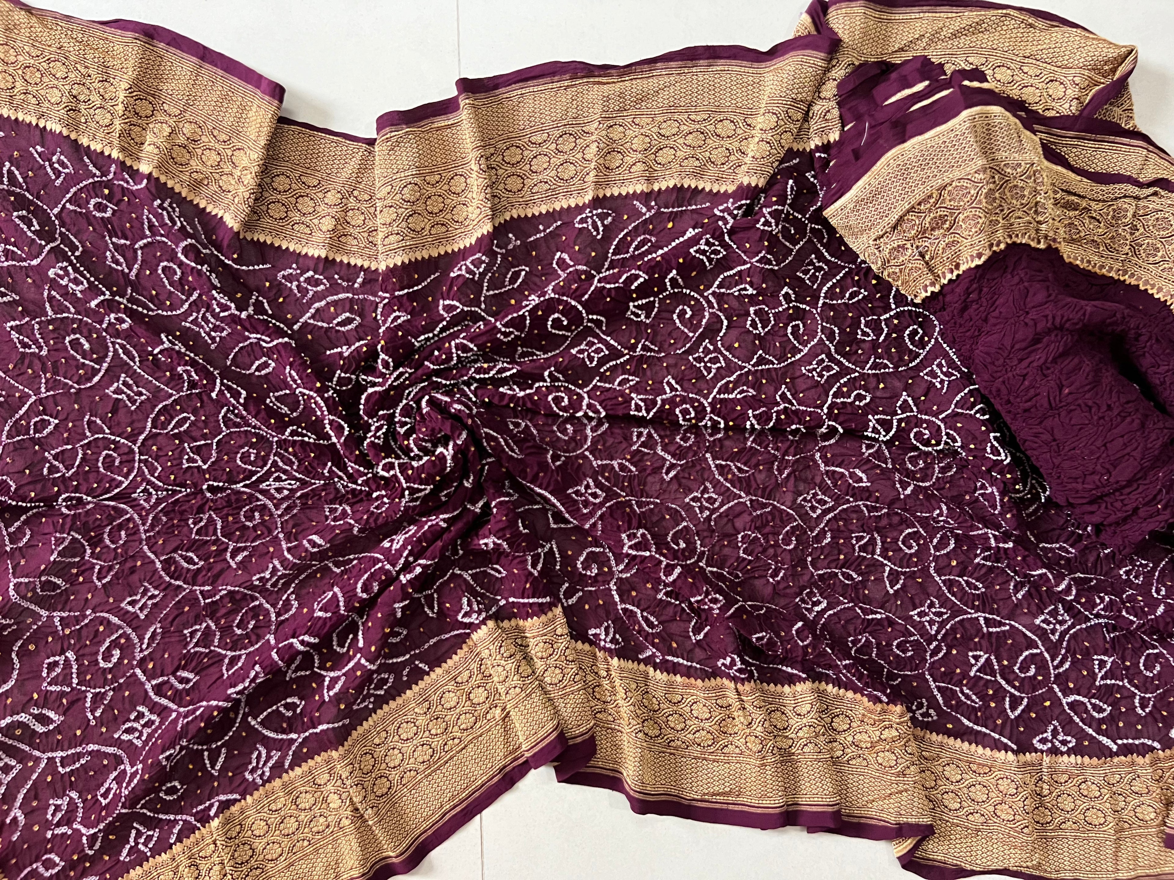 Georgette Heavy Rai Bandhej Saree