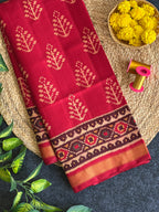 Handwoven Patola Silk Saree Red Fancy