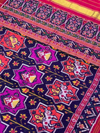 Twill Weaving Handwoven Patola Silk Saree Star Design