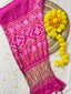 Gaji Silk Bandhej Saree Plain