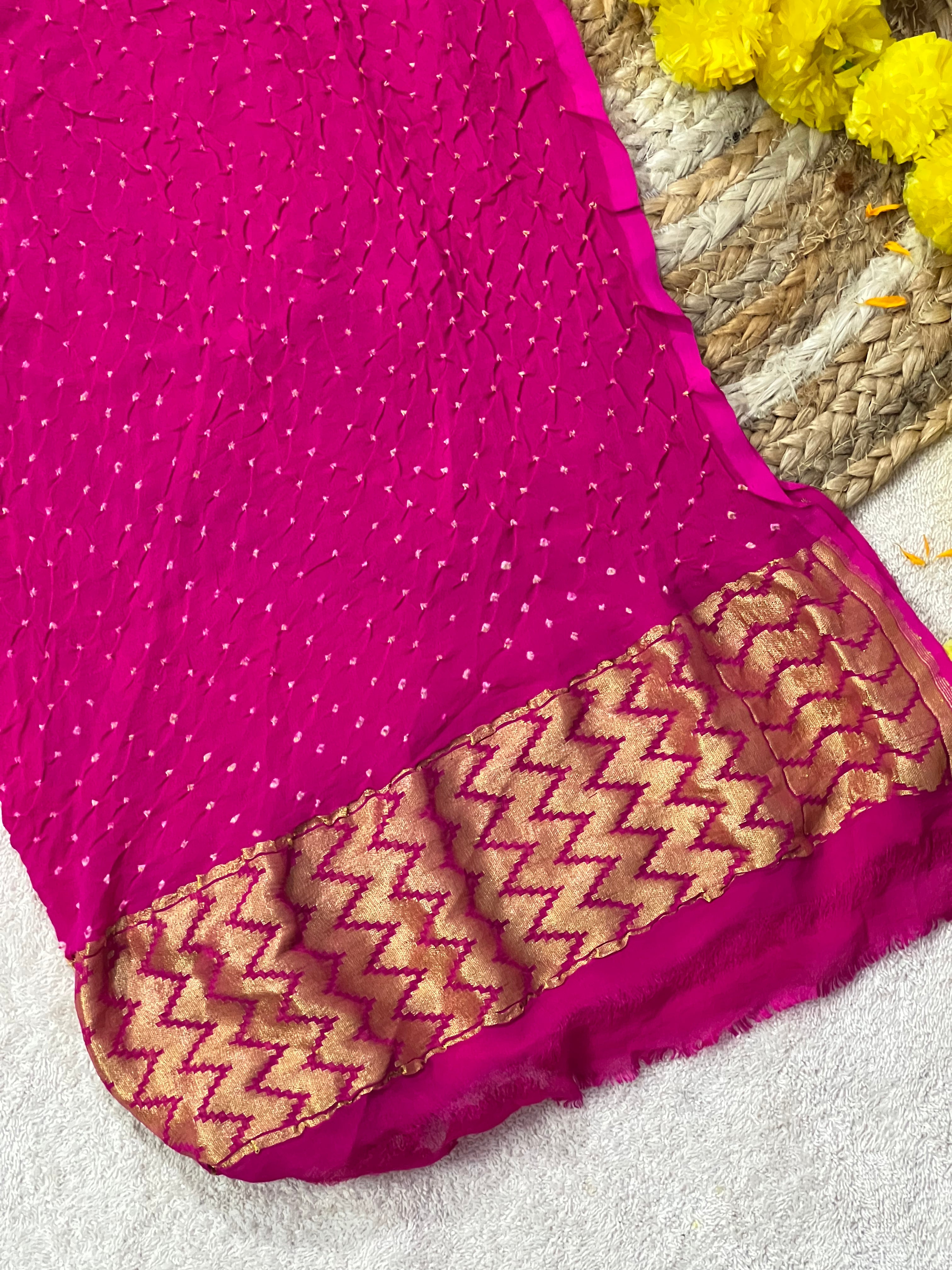 Georgette Handloom Bandhej Saree
