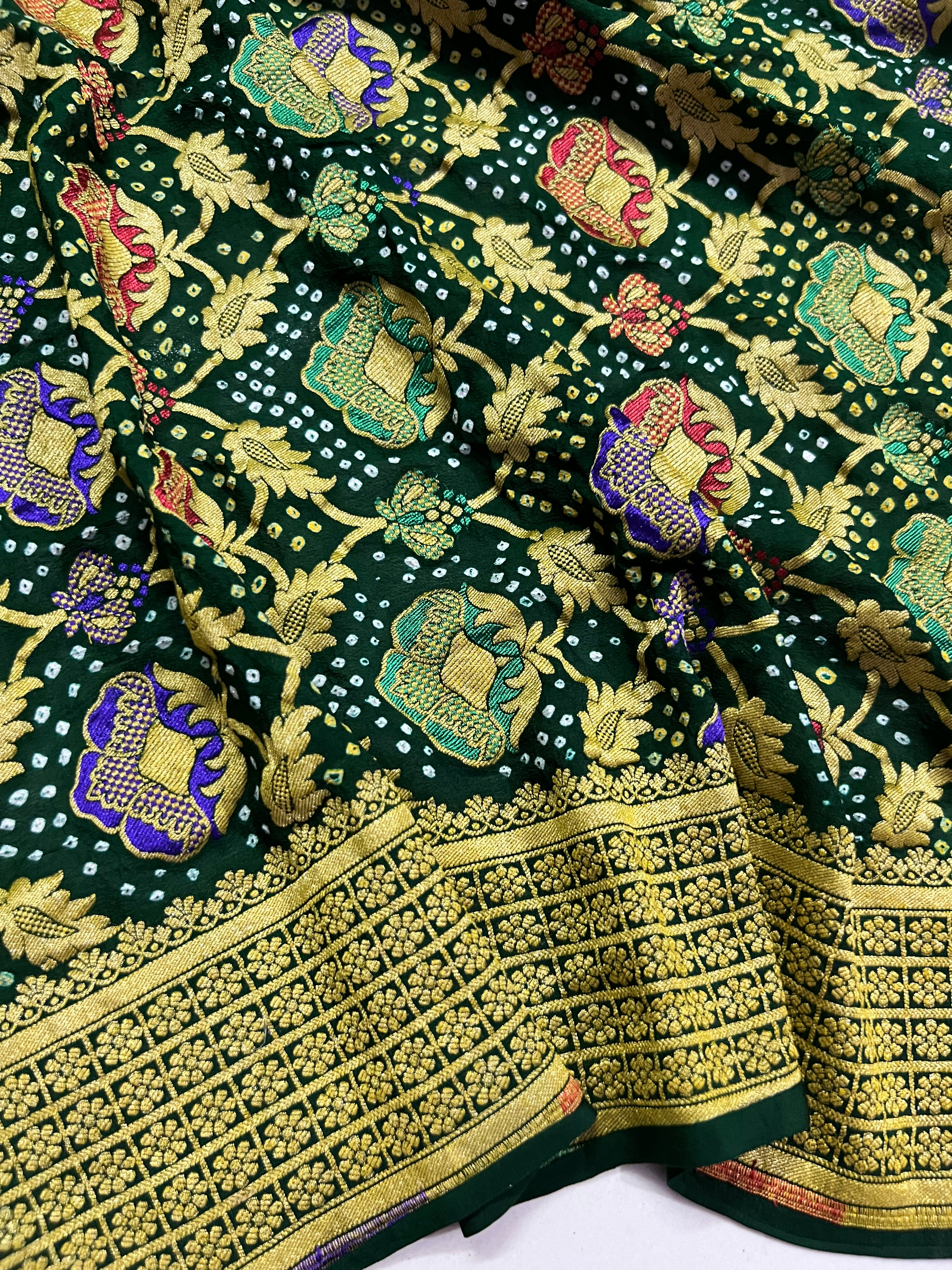 Georgette Minakari Handloom Bandhej Saree