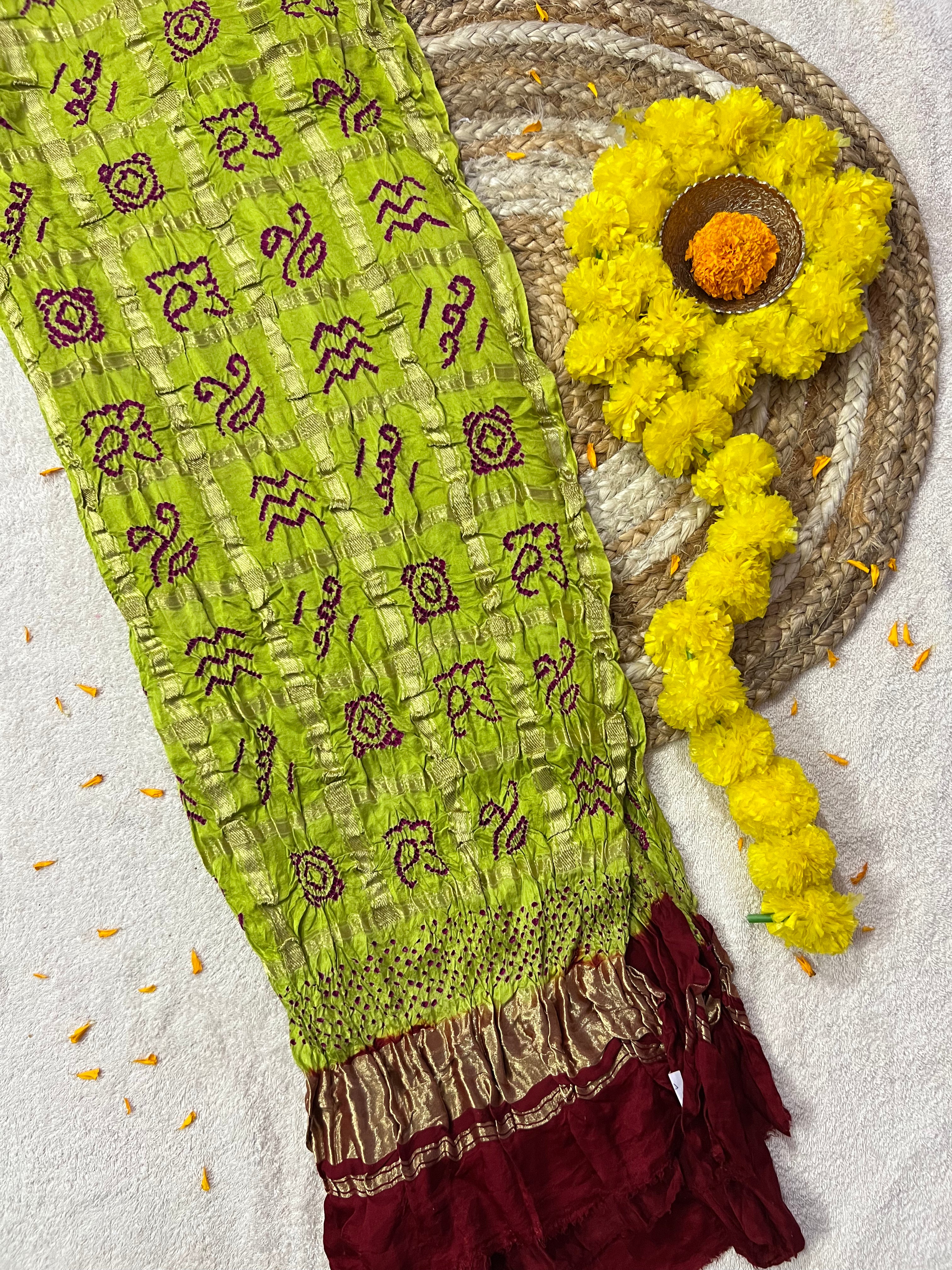 Gaji Silk Checks Bandhej Dupatta