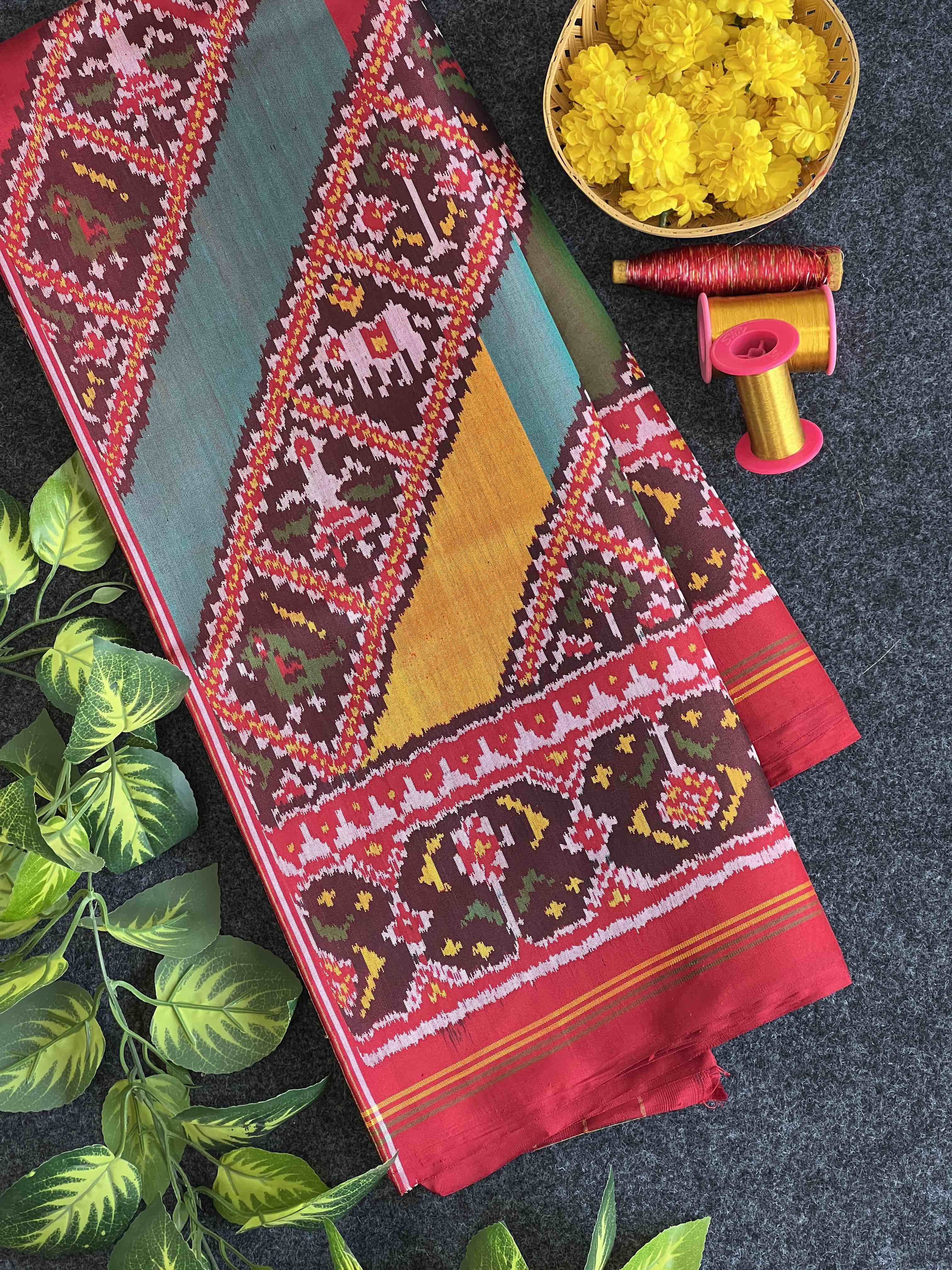 Handwoven Patola Silk Saree Laheriya Designer