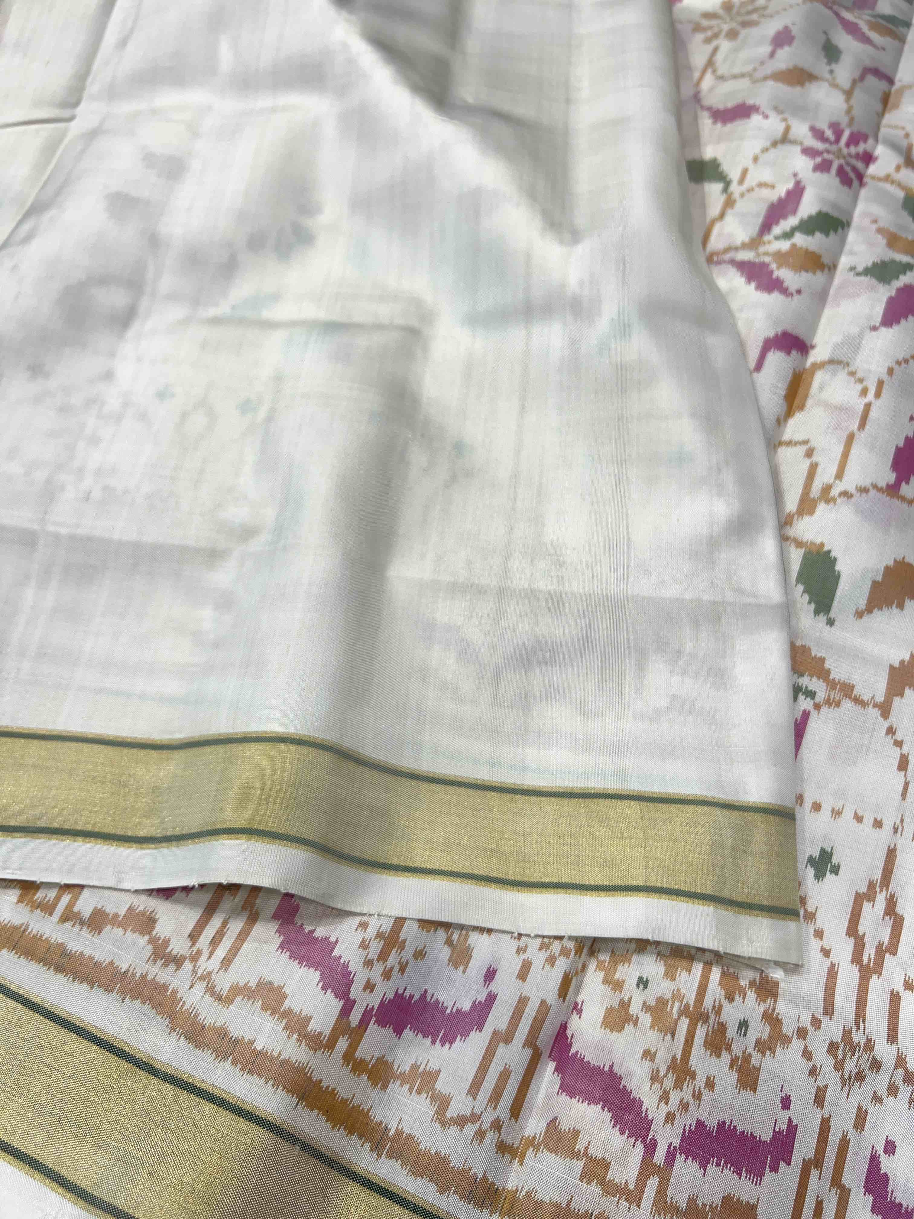 Handwoven Patola Silk Saree Fancy Off. White
