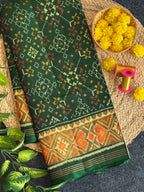Green Navratna Traditional Design Handwoven Patola Silk Saree