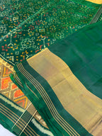 Green Navratna Traditional Design Handwoven Patola Silk Saree