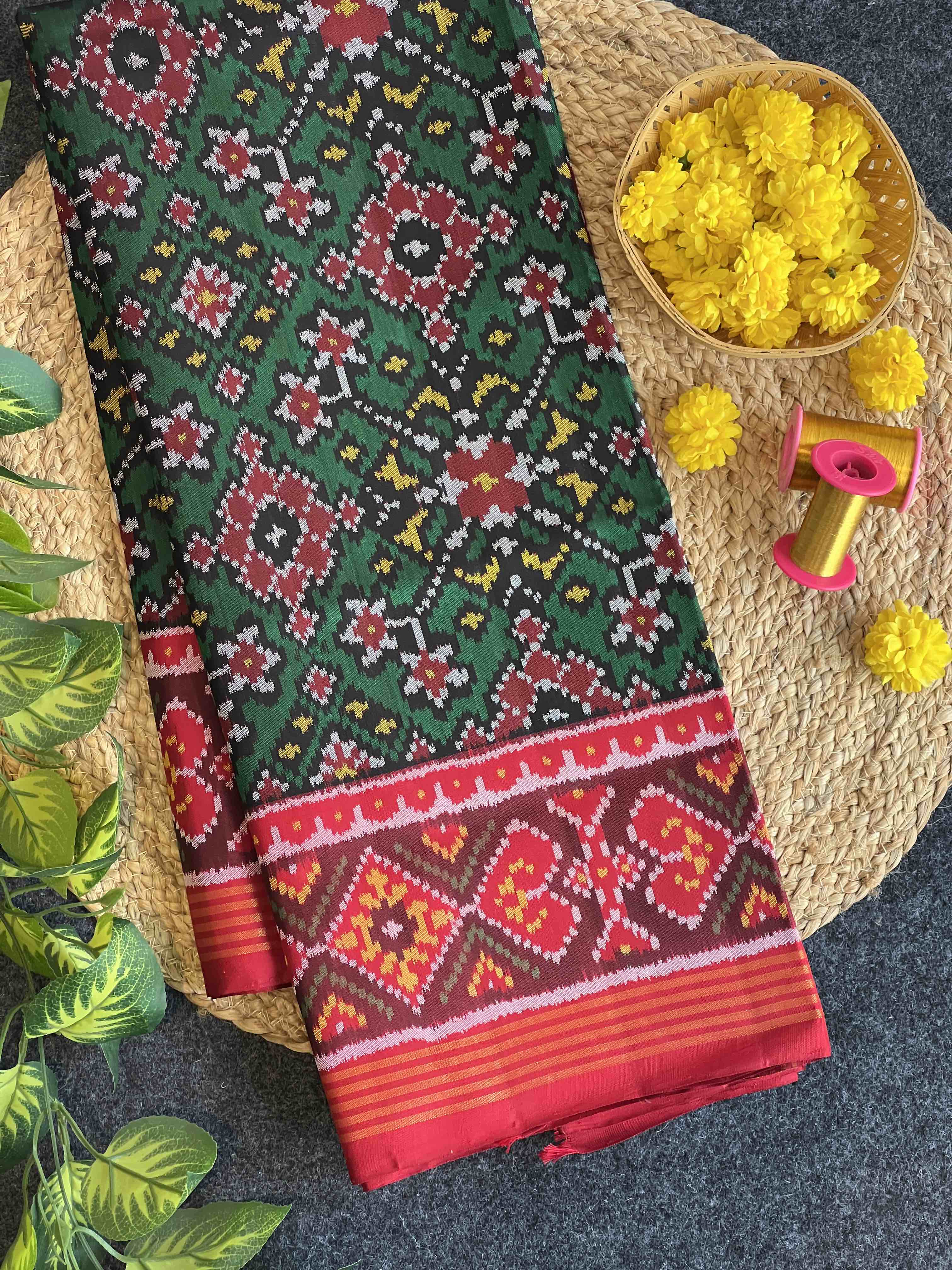 Handwoven Patola Silk Saree Traditional Navratna Main image