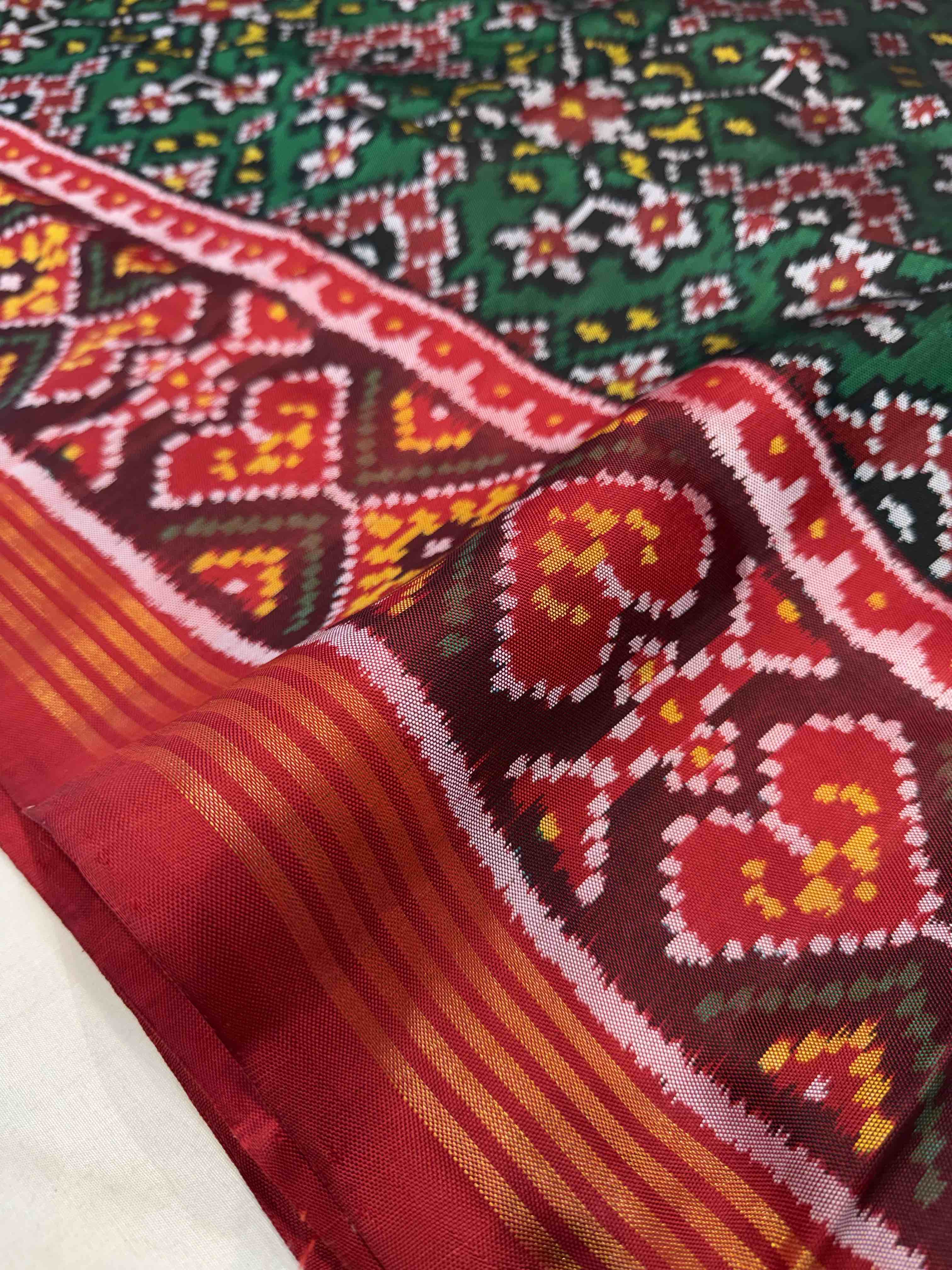 Handwoven Patola Silk Saree Traditional Navratna