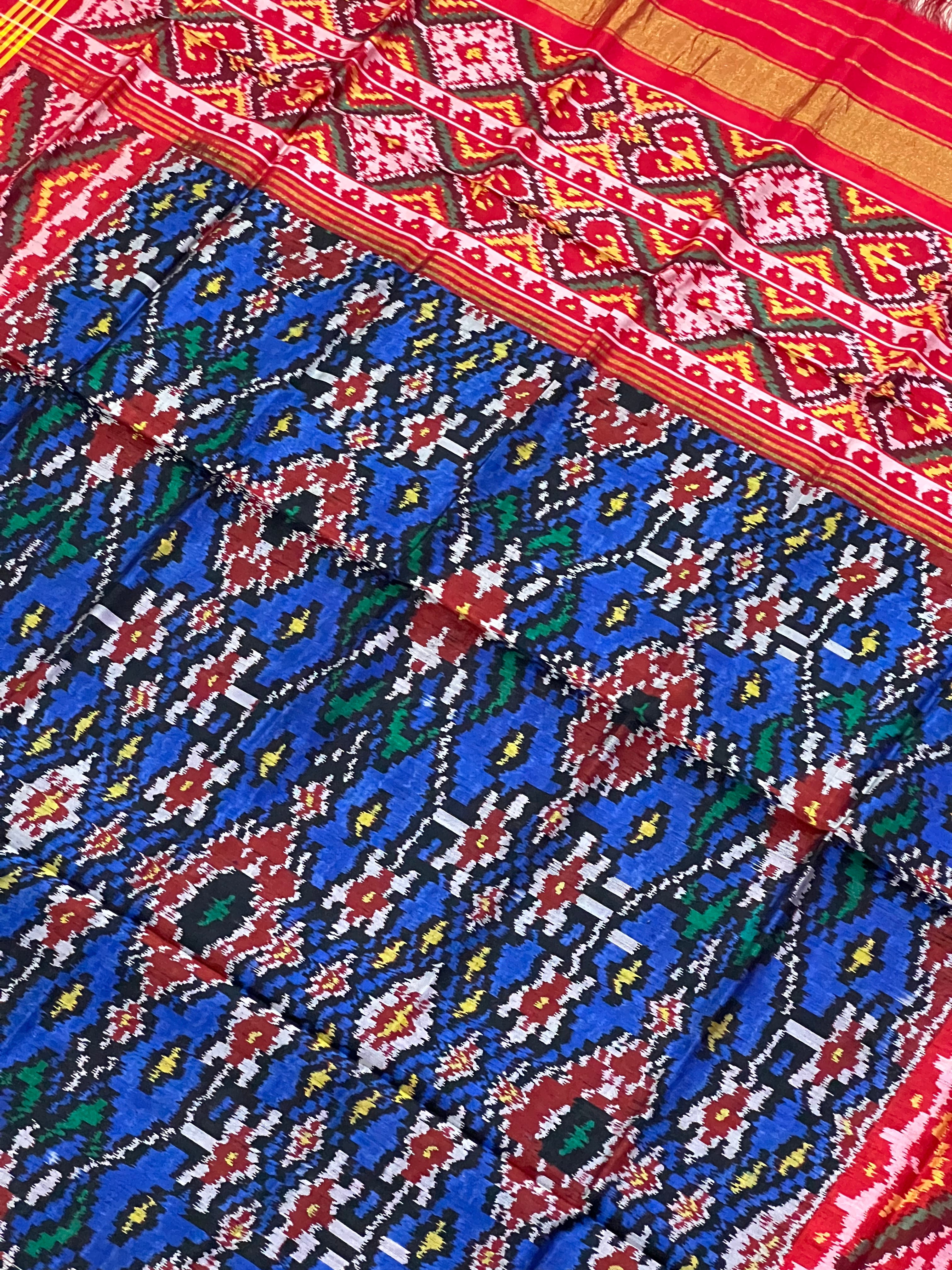 Blue Navratna Design Handwoven Patola Dupatta Secondary image